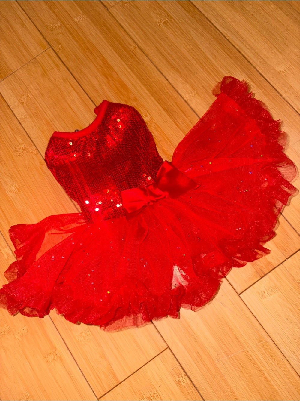PAWPATU Red Chiffon Sparkle Sequin Tutu Dress!